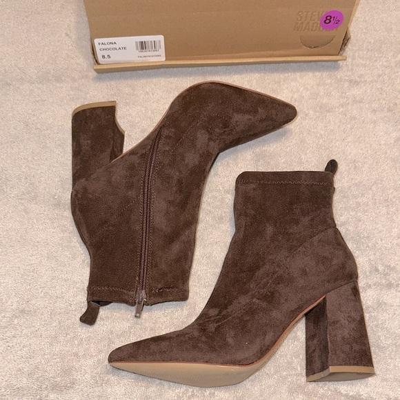 Steve Madden Chocolate Heeled Boots - Picture 1 of 4
